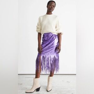 & Other Stories Sequin Fringe Skirt Purple 06